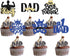 Gyufise 24Pcs Happy Father's Day Cupcake Toppers Glitter Moustache Tie King Super #1 Dad Best Dad Tool Construction Cupcake Picks for Happy Father...