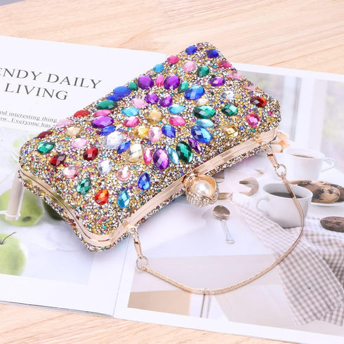 Lanpet Women Clutches Multicolor Crystal Rhinestone Evening Handbag Chain Strap Shoulder Bag...