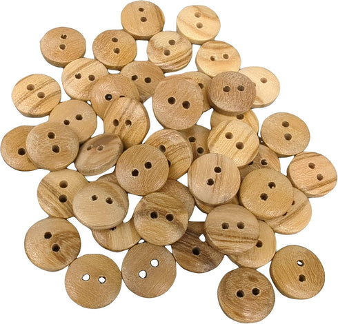 Olive Wood Buttons - 2 holes / 5 sizes - REVERSIBLE (12, 15, 18, 20 y 25 mm) - Manufactured in EUROPE (10 mm)...