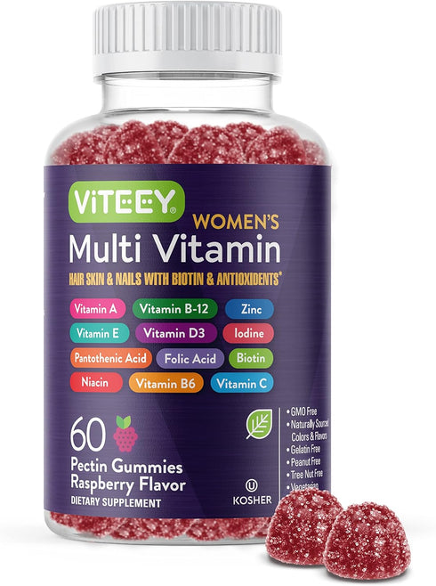 Womens Multivitamin Gummies - Immune Support - 12 in 1 Essential Daily Vitamins & Minerals - Vitamin A, C, D3, E, B6, B12, Folic Acid, Biotin, Cal...