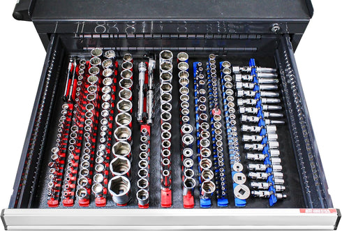 Ernst Manufacturing 8-Inch Magnetic Socket Organizer with 9 3/8-Inch Twist Lock Clips, Red (8411M-Red-3/8)...