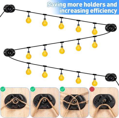 Saillong 4 Pack Hooks for Outdoor String Lights, Christmas Light Clips Weatherproof, Lights Hanger Hooks for Hanging Christmas Fairy Light, Cable,...