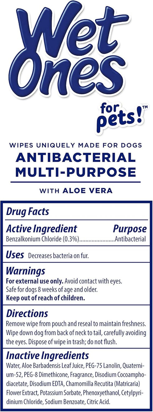 Wet Ones for Pets Multi-Purpose Dog Wipes With Aloe Vera | Dog Wipes For All Dogs in Tropical Splash, Wet Ones Wipes for Paws & All Purpose | 50 C...