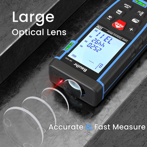 Laser Measure, Bauihr 165ft Laser Distance Meter, Portable Laser Measurement Tool with 2 Bubble Levels, Large Backlit LCD Display, Allowing Pythag...