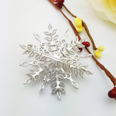 SELOVO Bridal Zircon CZ Bouquet Snowflake Simulated Pearl Brooch Pins Silver Tone...