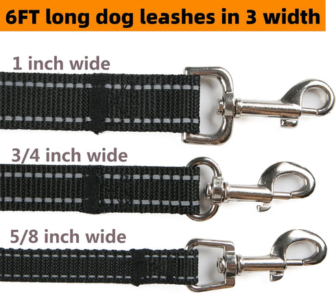 Reflective Dog Leash for Large&Medium and Small Dogs, Strong and Durable Nylon Leashes for Walking and Training, Heavy Duty 6 Foot Leash with D Ri...