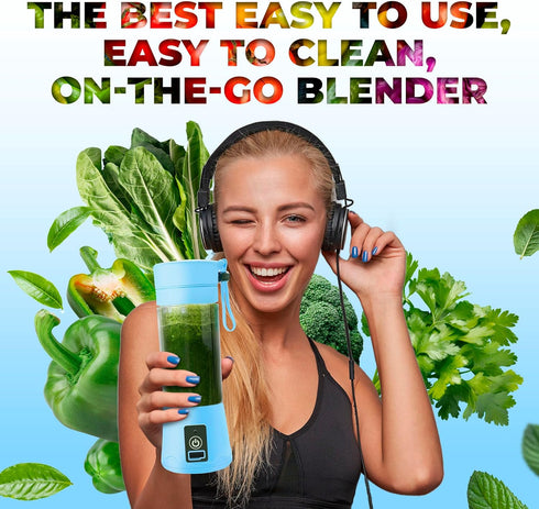 Portable Blender - Compact and USB Rechargeable Personal Travel Blenders for Smoothies, Shakes and Ice - Mini Fruit Juice Mixing Shaker Bottle - 3...