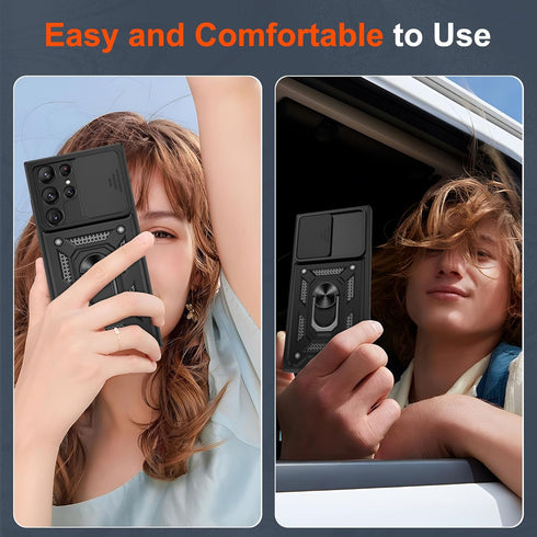 ATUMP for Samsung Galaxy S22 Ultra Case with (2 Pcs) HD Screen Protector, Heavy Duty Shockproof with 360° Rotation Metal Kickstand [Military Grade...