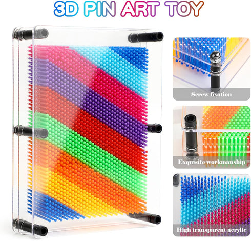 3D Pin Art Toy, Pin Art Board Pin Art Toy for Kids, Sensory Toys for Age 3, 4, 5, 6, 7, 8, 9, 10+ Years Old Kids Boys Girls, Toddler Toys Birthday...