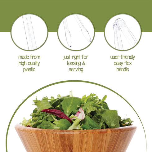 Plasticpro Disposable Plastic Serving Tongs 12'' inch Durable Heavy Duty Premium Serving Utensils Clear Pack of 4...