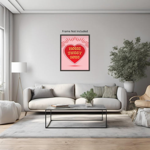 Posterizer 1 pcs-Home Sweet Home-Cute Heart Retro Print 1-Miscellaneous-Romantic Art-Living Room Bedroom Decor- unframed wall art...