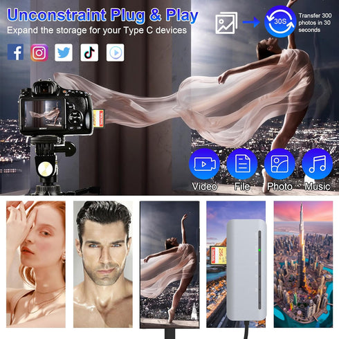 USB C Multi Card Reader 7-in-1 Aluminum SD/Micro SD/CF/MS/XD Card Reader, 5Gbps High Speed Camera Card Reader for SDXC SDHC TF CF MS MMC, Sony Mem...