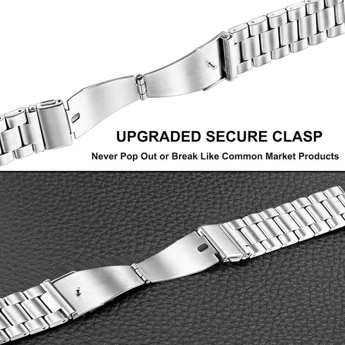 TRUMiRR Silver Band Sets for Fossil Women's Gen 5 Carlyle/Garrett/Julianna Smart Watch, 22mm Solid Stainless Steel Metal + Mesh Watchband Quick Re...