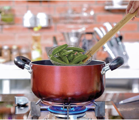 Helen’s Asian Kitchen Spider Strainer | 5-Inch Stainless Steel Wire Mesh Ladle with Sustainable Wood Handle for Frying, Cooking, and Draining...
