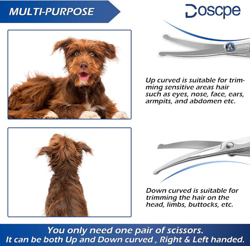 Curved Dog Grooming Scissors 6.69 inches Round Tips Pet Grooming Shears for Dog Cat on Face Paw Hair Trimming Right Left Handed...