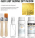 Gold Leaf Kit, Gilding Adhesive 200ml Set, Water Based Adhesive and Protective Varnish Whit Gold Leaf Sheet 100 pc, for Craft Supplies, Painting, ...