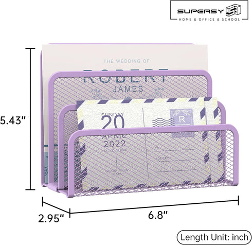 SUPEASY Mail Organizer, Desktop File Organizer Mesh Metal Mail Holder Countertop with 3-Slot, Letter Sorter File Holder, Office Envelope Organizer...