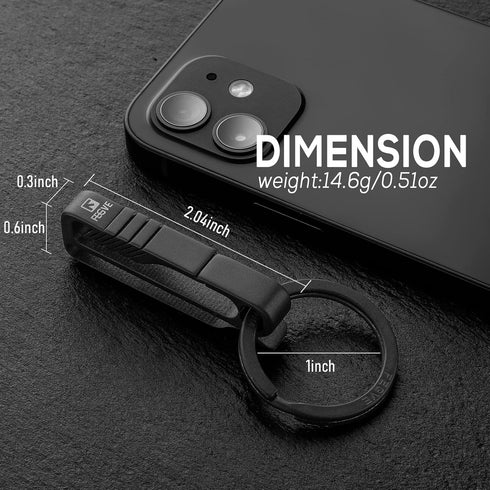 FEGVE Keychain Clip, Titanium Belt Clip Key Clip with Key Ring, Key Chain Clip Belt Key Holder Black Keychain for men (Black)...