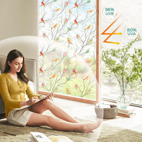 Coavas Privacy Window Film Non-Adhesive Translucent Bird Window Film Decorative Glass Film Static Cling Film Bird Windows Stickers for Home Office...