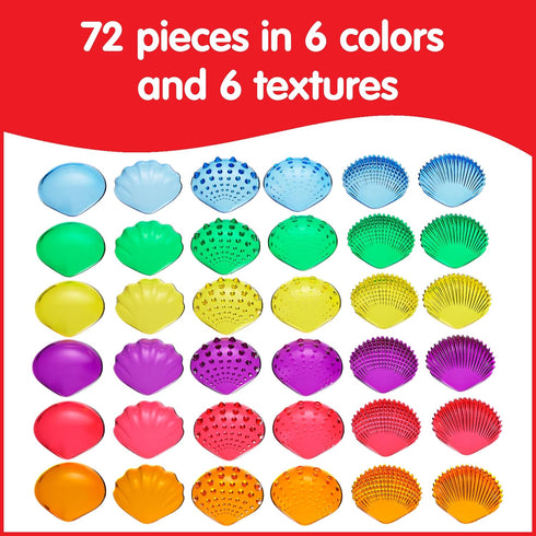 edxeducation-13841 Tactile Shells - Set of 72 - Translucent - 6 Textures and Colors - Ages 18m+ - Explore STEM concepts via Light Panels and Senso...