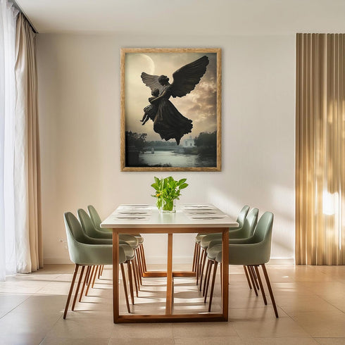 Posterizer 1 pcs-flying angel carrying a child-spiritual ethereal art work 2-Fantasy & Fiction Art Gift for Art Lovers Living Room Bedroom Decor- ...