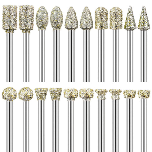 Diamond Grinding Burr Drill Bit Set for Dremel Rotary Tool 20Pcs Diamond Burr Bits with 1/8 Inch Shank Rotary Tool Accessories for Stone Glass Cer...
