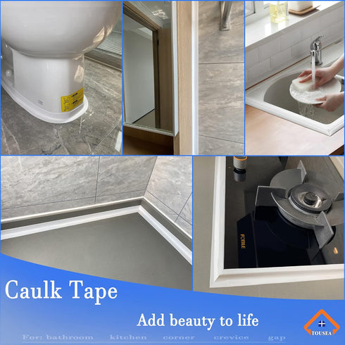 White Caulk Tape for Bath & Kitchen,Caulking Tape for Bathroom Caulking White Self Adhesive Caulk Strip,tub Surround,Toilet Bowl Stick on Gel,Kitc...