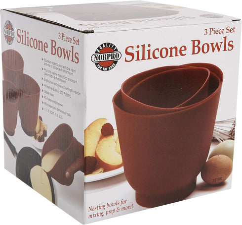 Norpro Silicone Bowl Set 3 Piece Red 1019R...