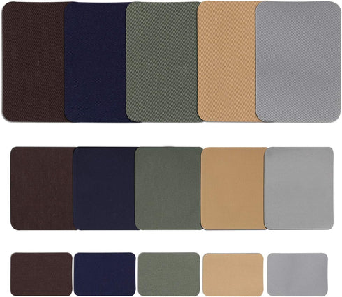 30 Pieces Twill Fabric Patches Fabric Repair Patches Iron on Twill Patch Clothing Repair Patch Kit for Jacket Clothes, 5 Colors and 3 Sizes, 4.9 x...