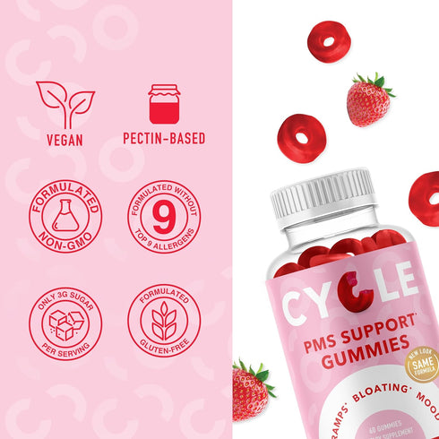 PMS Relief Gummies | Hormone Balance, Bloating, Hormonal Acne & Mood Swing Support | Period Support Vitamins for Women | Vegan Gummy Supplement wi...