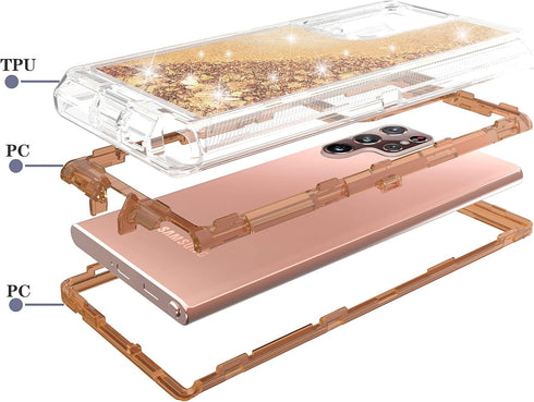 Asuwish Phone Case for Samsung Galaxy S23 Plus S23+ 5G with Screen Protector Bling Liquid Glitter Clear Hybrid Military Grade Protective Cell Cove...