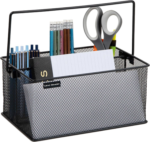 Mind Reader Utensil Holder, Silverware Organizer, Caddy, Cutlery Holder, Kitchen, Metal Mesh, 10"L x 7"W x 4.75"H, Black...
