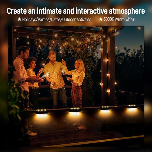 4 Pack Fence Lights Solar Powered, Auto 2-Sided LED Solar Lights Outdoor Waterproof Decor for Fence, Stair, Front Porch, Balcony, Deck, Railing, G...