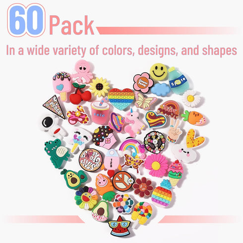 Mr. Pen- Different Charms, 60 Pack, PVC Random Different Charms, Decoration Charms for Decoration, Charm, Cute Charms, Charms Bulk, Charms Pack, R...
