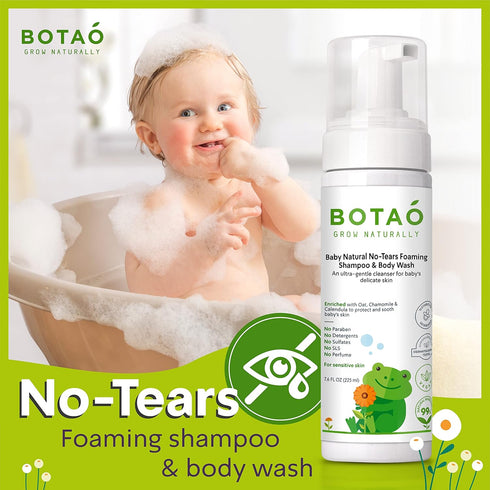 Baby Sensitive Tear Free Foaming natural Shampoo & Body Wash – Fragrance Free 99% Natural Ingredients Ultra Gentle Vegan Baby Shampoo & Body Wash...