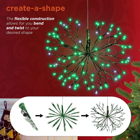 Alpine Corporation 16"H Indoor Holiday 3D Snowflake Hanging Ornament with LED Lights, Green , Christmas Decoration...