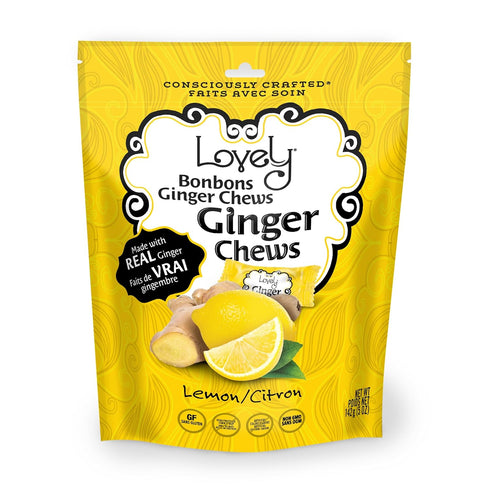 Lovely Candy Co. Lemon Ginger Chews, Made with Real Ginger, Individually Wrapped, 5oz (1-Pack) | Gluten-Free, Non-GMO, NO Artificial Ingredients, ...