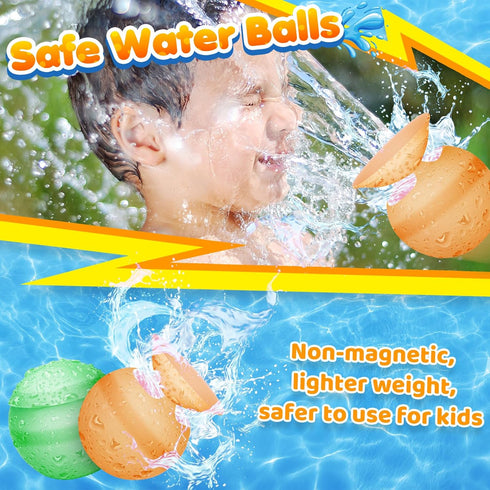 Reusable Water Balloons for Kids Adults, Refillable Summer Beach Pool Toys for 3 4 5 6 7 8 9 10 11 12 Year Old Boys Girls, Quick Fill Self-Sealing...