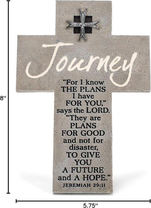 Lighthouse Christian Products Future and Hope Journey Marbled Grey 8 Inch Cast Stone Cross Figurine...