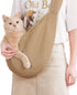Small Dog Carrier Sling Cat Sling Purse Adjustable Strap Hand Free Pet Puppy for Outdoor Traveling Subway for Chest Dog Bag Holder (Khaki Canvas)...