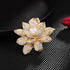 Sparkling Gold Tone Imitated White Pearl Zircon Lotus Flower Brooch Pin Ladies Jewelry...