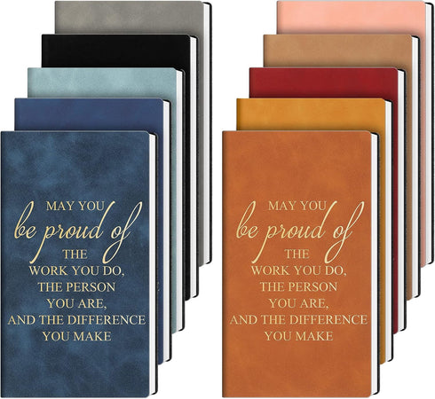 10 Pack Appreciation Gift for Employee A6 Leather Notebook Staff CNA Student Teacher Thank You Gift Inspirational Journal Bulk Gift for Graduation...