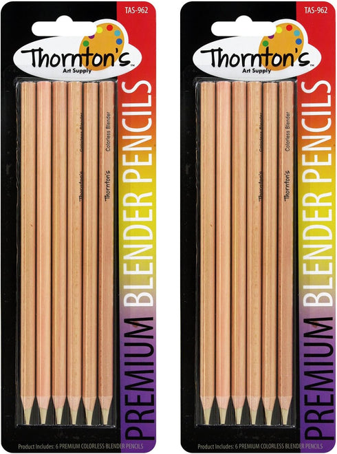 Thornton's Art Supply Premium Colorless Blender Pencil 12 Count Wax Based for Drawing Sketching Blending Shading Softening Artwork | Non-Pigmented...