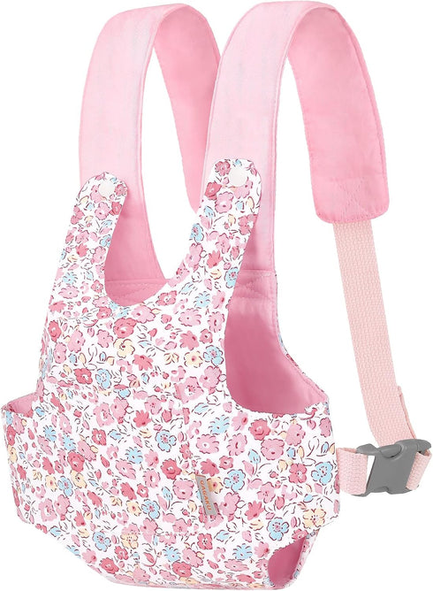 GAGAKU Baby Doll Carrier Stuffed Animal Carrier for Girls Doll Accessory Adjustable Straps for 12 to 24 inch Reborn Baby Dolls - Pink Flowers...