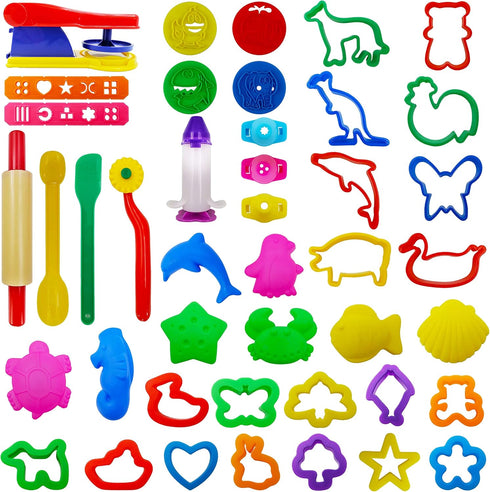 FRIMOONY Plastic Dough Tools, Various Animal Molds, Rolling Pins, for Creative Dough Cutting, 45 PCS...