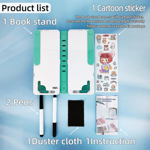 Book Stand for Reading, Hands Free, Foldable and Portable Desktop Book Holders, Display, Adjustable Page Clips for Textbook, Tablet, Mobile Phone,...