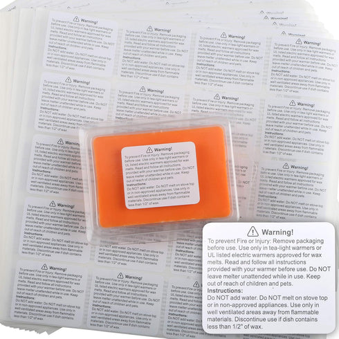 MILIVIXAY 500 pcs Wax Melt Warning Labels Candle Warning Label for Clamshell, 1.8 x 1.5 inche....