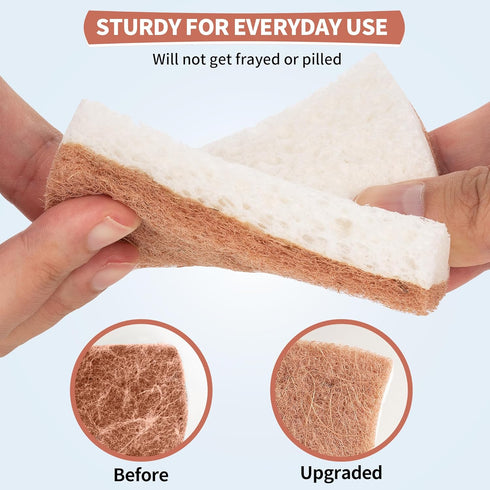 Natural Dish Sponge 12 Pack, Non-Scratch Scrub Sponge, Eco-Friendly Multipurpose Kitchen Cellulose Sponge, Biodegradable Odor-less Dual-Sided Spon...