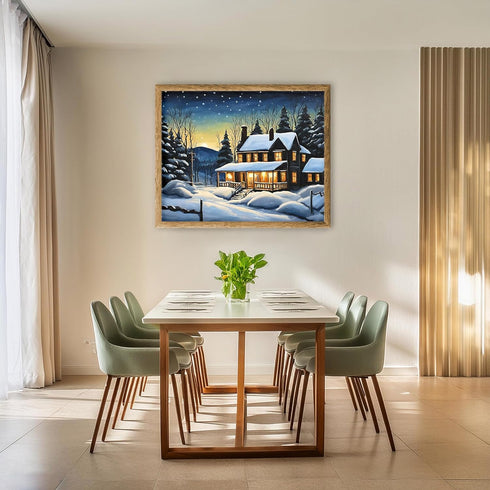 Posterizer 1 pcs- quaint old village-building in nature-night sky 15-Landscape & Nature Art-Floral Botanical Art- Decor for Home & Office- unframe...