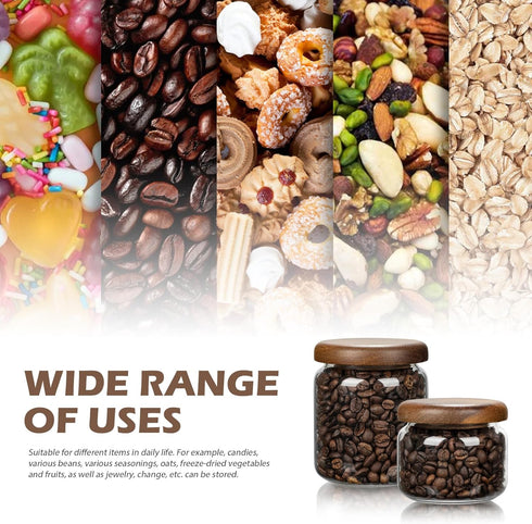 1 PC Small Glass Storage Jars with Airtight Lids, 10 fl oz (300ml) coffee container with Wooden Lid, Glass Pantry Canister for Beans, Rice, Sugar ...